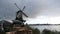 Beautiful historic windmills in Zaanse Schans, The Netherlands