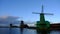 Beautiful historic windmills in Zaanse Schans, The Netherlands