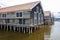 Beautiful historical storage barns in the harbor of Hudiksvall