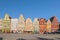 Beautiful historical tenement houses at Old Market Square in the Old Town in Wroclaw, Poland.