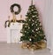 Beautiful holdiay decorated room with Christmas tree