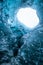 Beautiful hole in ice cave in Vatnajokull glacier