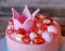 Beautiful home made pink cake with Princess crown