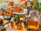 Beautiful honey collage made from five photographs