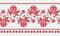 Beautiful horisontal border in ethnic style. Stylized roses, tulips and paisley ornament on white background. Vector illustration