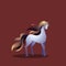 Beautiful Horse Golden Long Hair Mare Standing Elegance Fantasy Cartoon