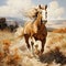 Beautiful horse running in the prairie.