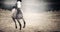 Beautiful horse with a white muzzle running on autumn pasture