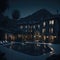 Beautiful Hotel Exterior With Large Swimming Pool, Travel And Vacantion Concept, Hotel Spa Relaxation, Generative AI