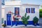 Beautiful house in old greece town, Crete island, Greece. Summer landscape