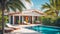 Beautiful house with swimming pool, palm leisure sea design private lifestyle exotic lounge