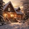 beautiful house in winter season generated by AI tool