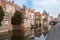 Beautiful houses along the canals of Brugge, Belgium. Tourism destination in Europe