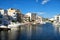 Beautiful houses and hotels on the shores of canal in Empuriabrava