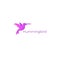 Beautiful hummingbird vector logo icon design template with pink gradient. Colorful bird mascot