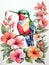 Beautiful hummingbird in Watercolor