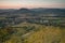 Beautiful Hungarian sunset with old volcanoes near the lake Balaton