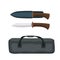 Beautiful hunting knife with big bag vector illustration.