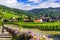 Beautiful Husseren le Chateaux village and vineyards,Alsace region,France.