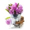 Beautiful Hyacinths and garden tools