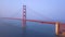 Beautiful hyperlapse aerial Golden Gate Bridge view from above.