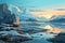 beautiful ice cold lake beautiful winter nature landscape AI generated