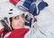 Beautiful ice hockey female player fashion portrait