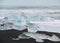 Beautiful Icebergs on the Black Sand Beach of South Iceland