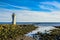 Beautiful Icelandic Lighthouse on the Icelandic coastline Fjords.