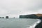 beautiful icelandic seacoast with cliffs and cloudy sky, vik dyrholaey, reynisfjara