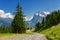 Beautiful idyllic Alps landscape and trail in mountains, Switzerland