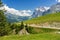 Beautiful idyllic Alps landscape and trail in mountains, Switzerland