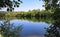 Beautiful idyllic lonely lake in the middle of the Maas dunes national park on the hiking trail