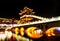 Beautiful illuminated bridge at fenghuang ancient