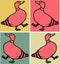 Beautiful illustration of cute ducks group in different background colours.cdr