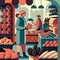 Beautiful Illustrations of Market Shopping