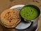 Beautiful image of chapati and green raita recipe home made indian food