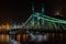 Beautiful image of Freedom Bridge in Budapest, Hungary. Night photography.