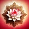 A Beautiful Image of the Lotus Flower Surrounded by a Seamless Islamic Geometric Pattern, on a Gradient Light Red Background