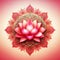A Beautiful Image of the Lotus Flower Surrounded by a Seamless Islamic Geometric Pattern, on a Gradient Light Red Background