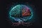 Beautiful image of the neural network shaped like a brain. Ai brain. Generative AI