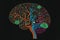 Beautiful image of the neural network shaped like a brain. Ai brain. Generative AI