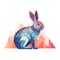 Beautiful image of a rabbit. Cute polygonal rabbit. Hare in triangular style