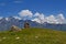 Beautiful impozant Kazbek mountain  covered with glacier, Georgia.