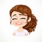 Beautiful inconsolably crying cartoon brunette girl with dark chocolate hair portrait