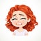 Beautiful inconsolably crying cartoon brunette girl with dark red hair portrait