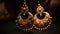 Beautiful Indian Antique Golden pair of earrings, Indian traditional jewellery,Indian jewelry Bridal earrings Generative ai