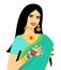 Beautiful Indian brunette young woman in sari.