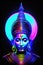 Beautiful Indian god plays the harp against the background of Colorful. Neural network AI generated art