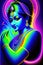Beautiful Indian god plays the harp against the background of Colorful. Neural network AI generated art